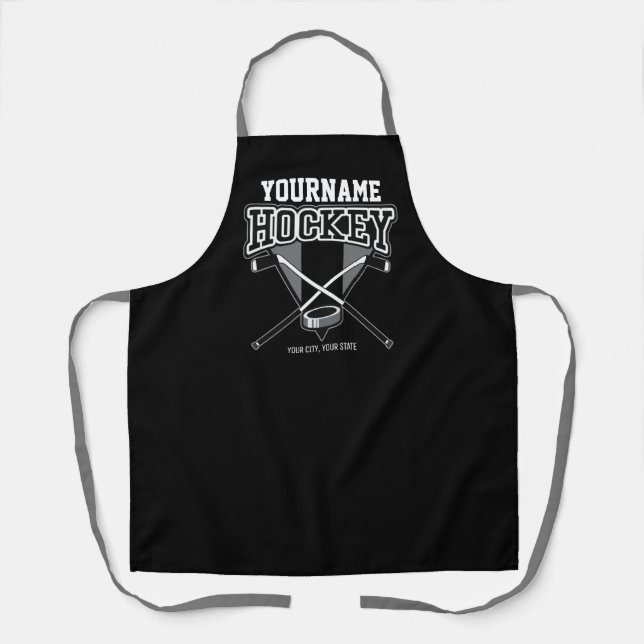Personalised NAME Hockey Player Stick Puck Team   Apron (Front)