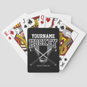 Personalised NAME Hockey Player Stick Puck Team  Playing Cards