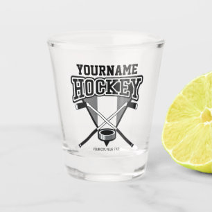 Personalised NAME Hockey Player Stick Puck Team  Shot Glass