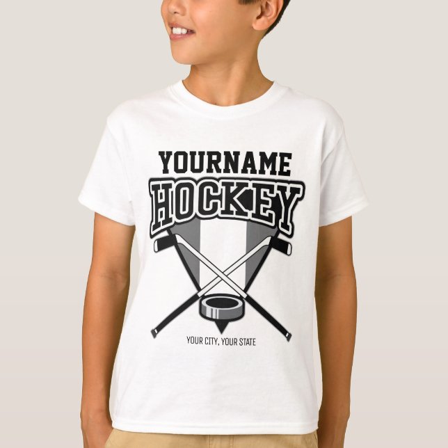 Personalised NAME Hockey Player Stick Puck Team   T-Shirt (Front)