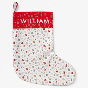 Personalised Name Holiday Pattern Small Christmas Stocking