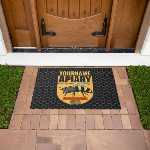 Personalised NAME Honey Bee Apiary Beehives Farm  Doormat