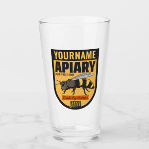 Personalised NAME Honey Bee Apiary Beehives Farm  Glass