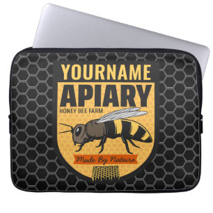 Personalised NAME Honey Bee Apiary Beehives Farm Laptop Sleeve