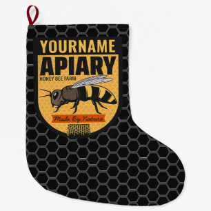 Personalised NAME Honey Bee Apiary Beehives Farm  Large Christmas Stocking