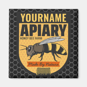 Personalised NAME Honey Bee Apiary Beehives Farm Magnet