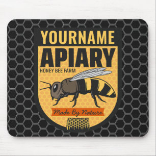 Personalised NAME Honey Bee Apiary Beehives Farm  Mouse Pad