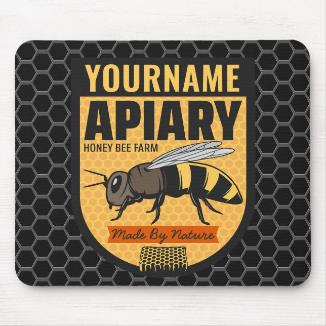 Personalised NAME Honey Bee Apiary Beehives Farm  Mouse Pad (Front)