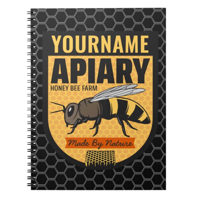 Personalised NAME Honey Bee Apiary Beehives Farm  Notebook (Front)