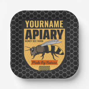 Personalised NAME Honey Bee Apiary Beehives Farm  Paper Plate