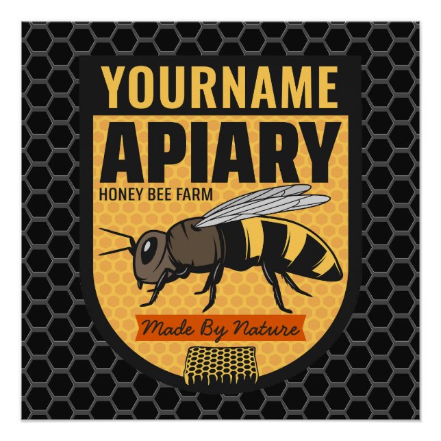 Personalised NAME Honey Bee Apiary Beehives Farm  Poster (Front)