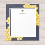 Personalised Name Honey Bee Navy Blue Notepad<br><div class="desc">Bumble Bee Custom Stationery Notepad - Elegant writing paper pad with a navy blue border,  watercolor honey bee and custom name template.   Navy Blue Apiary Note Pad Paper</div>
