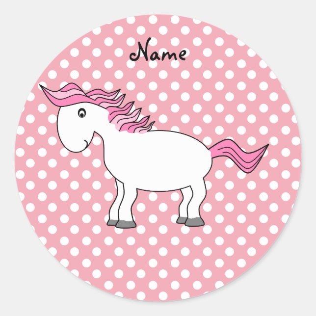 Personalised name horse classic round sticker (Front)