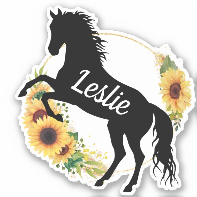 Personalised Name horse Silhouette Equestrian  (Front)