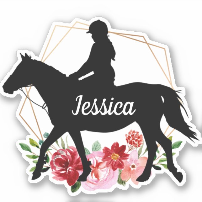 Personalised Name horse Silhouette Equestrian Stic (Front)