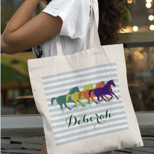 Personalised Name Horses Tote Bag