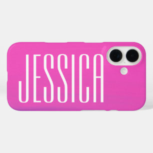 Personalised Name Hot Pink Fuchsia Simple Cute iPhone 16 Case