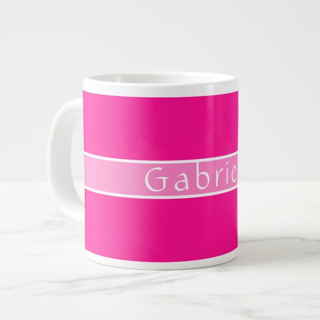 Personalised Name Hot Pink Large Coffee Mug (Front Left)