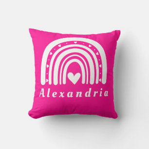 Personalised Name Hot Pink Rainbow Cushion