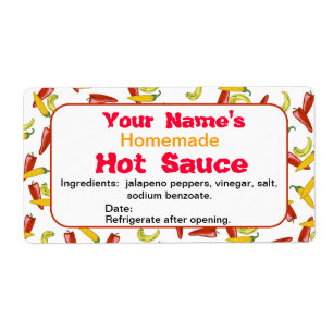 Personalised Name Hot Sauce Labels Chilli Peppers