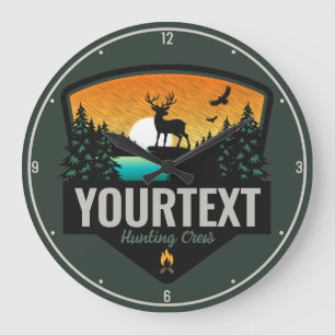 Personalised NAME Hunter Wilderness Elk Hunting Large Clock