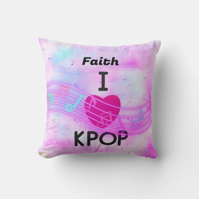 Personalised name I Love K-pop  Cushion (Front)