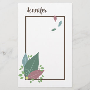 Personalised name in feather boho frame stationery