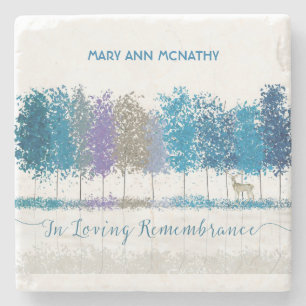 Personalised Name In Remembrance Trees Lone Deer Stone Coaster