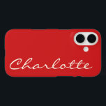 Personalised Name in Script Typography Modern Red iPhone 16 Case<br><div class="desc">Personalised Name in Script Typography Modern Red iPhone Case</div>