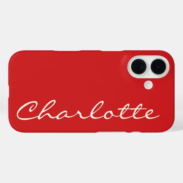 Personalised Name in Script Typography Modern Red Case-Mate iPhone Case (Back (Horizontal))