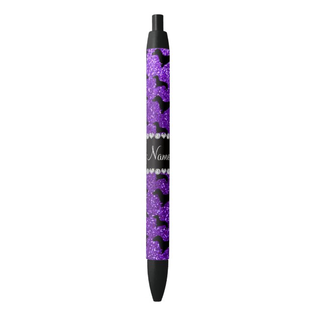 Personalised name indigo purple glitter dachshunds black ink pen (Front Vertical)