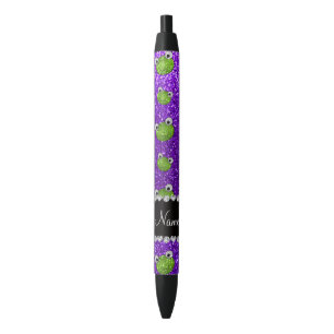 Personalised name indigo purple glitter frogs black ink pen