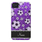 Personalised name indigo purple glitter soccer