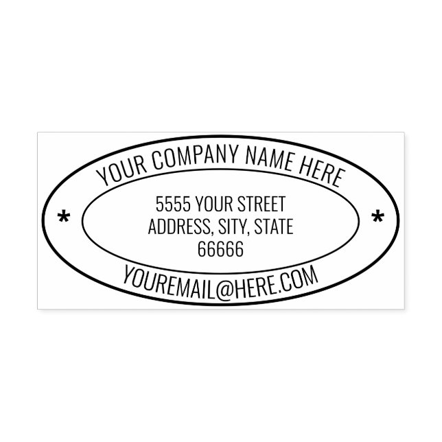 Personalised Name Info Address Oval Rubber Stamp (Imprint)