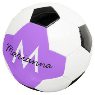 Personalised Name Initial Girly Neon Purple Soccer Ball