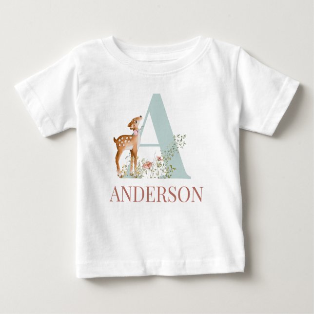 Personalised Name Initial Letter A Baby T-Shirt (Front)