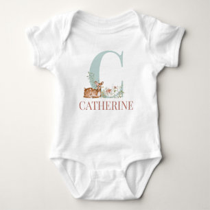 Personalised Name Initial Letter C Baby Bodysuit