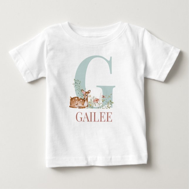 Personalised Name Initial Letter G Baby T-Shirt (Front)