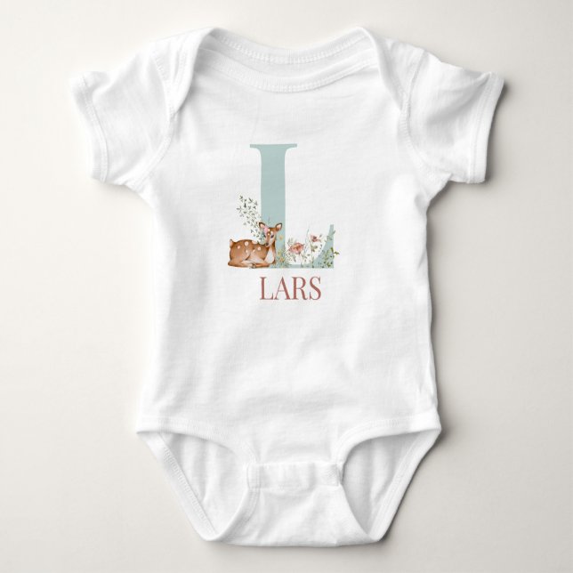 Personalised Name Initial Letter L Baby Bodysuit (Front)