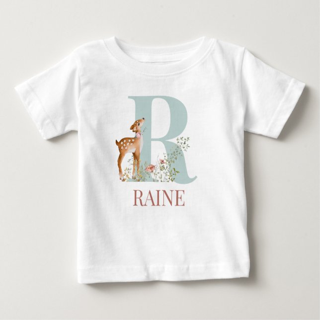 Personalised Name Initial Letter R Baby T-Shirt (Front)
