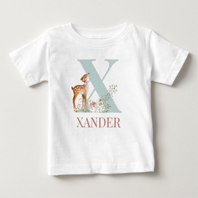 Personalised Name Initial Letter X Baby T-Shirt (Front)
