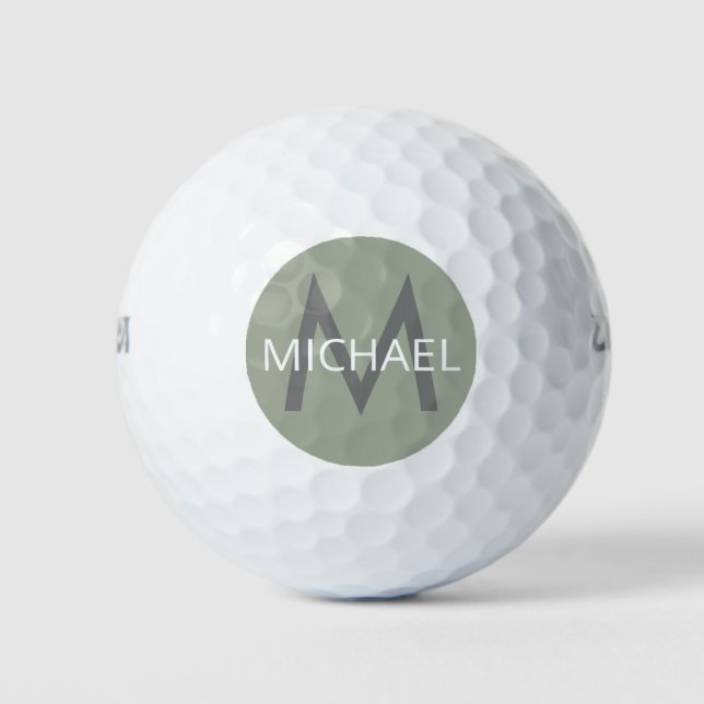 Personalised Name Initial Monogram Soft Green Golf Balls (Front)