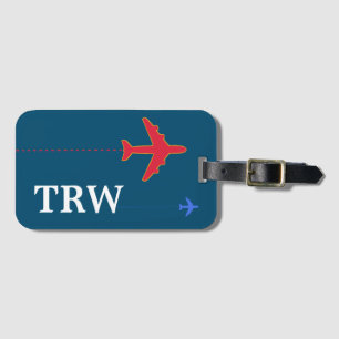 personalised name-initials fly luggage tag