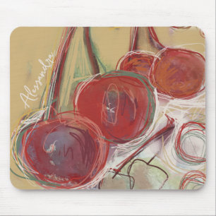 Personalised Name Initials Retro Hand Drawn Cherry Mouse Pad