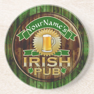 Personalised Name Irish Pub Sign St. Patrick's Day Coaster