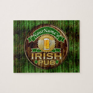 Personalised Name Irish Pub Sign St. Patrick's Day Jigsaw Puzzle
