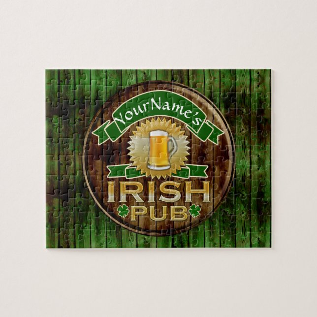 Personalised Name Irish Pub Sign St. Patrick's Day Jigsaw Puzzle (Horizontal)