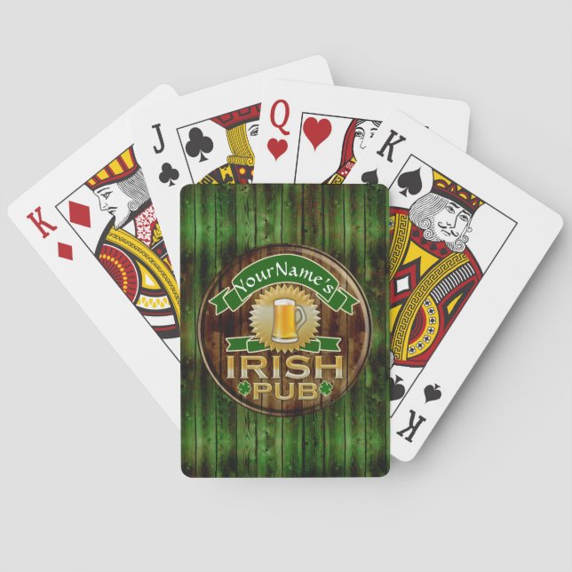 Personalised Name Irish Pub Sign St. Patrick's Day Playing Cards (Back)