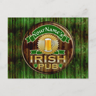 Personalised Name Irish Pub Sign St. Patrick's Day Postcard