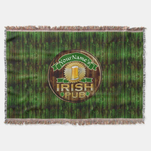 Personalised Name Irish Pub Sign St. Patrick's Day Throw Blanket